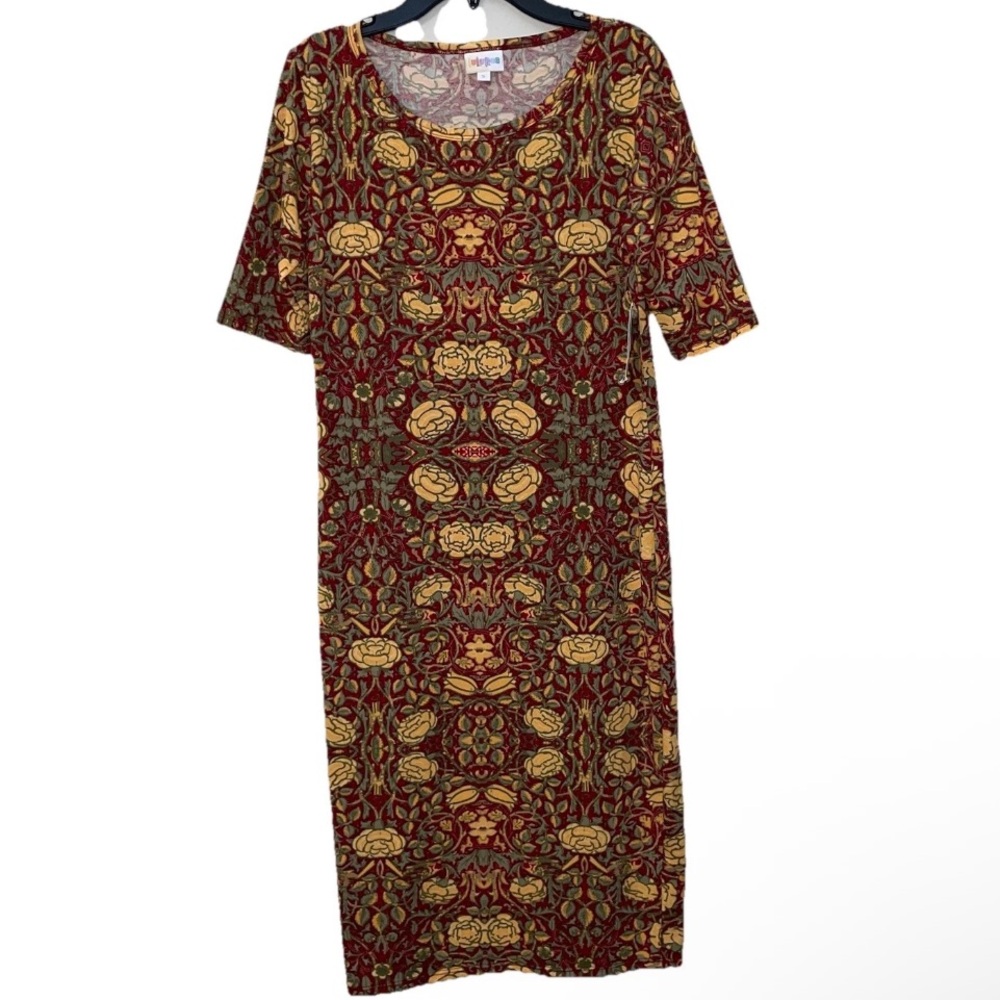 LuLaRoe Julia Fall Dress Small NWT Burgundy & Gold FloralNWT